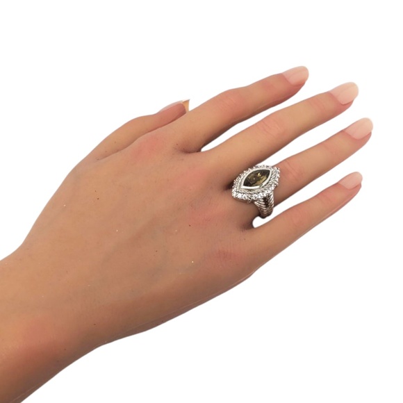 Judith Ripka Sterling Silver Marquise Quartz & CZ Ring Size 7 #21156 - Picture 11 of 13